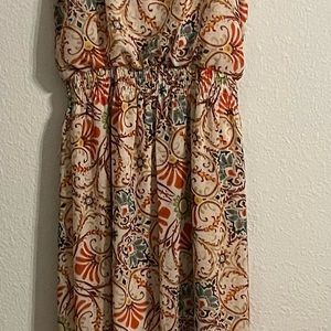 Summer sun-print maxi fully lined shoulder strap dress.
